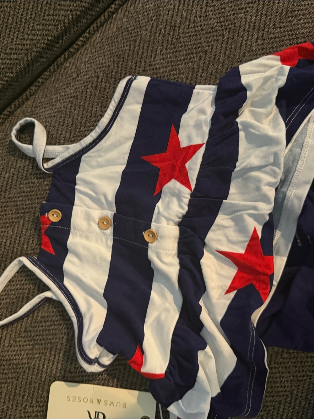 Kids Navy & White Striped Matching Set with Red Stars